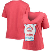 Heather Red Miami Marlins New Era Women's City Connect Plus Size V-Neck T-Shirt