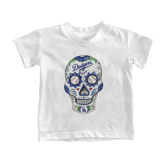 White Los Angeles Dodgers Tiny Turnip Youth Sugar Skull T-Shirt