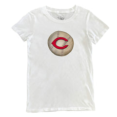 White Cincinnati Reds Tiny Turnip Women's Stitched Baseball T-Shirt
