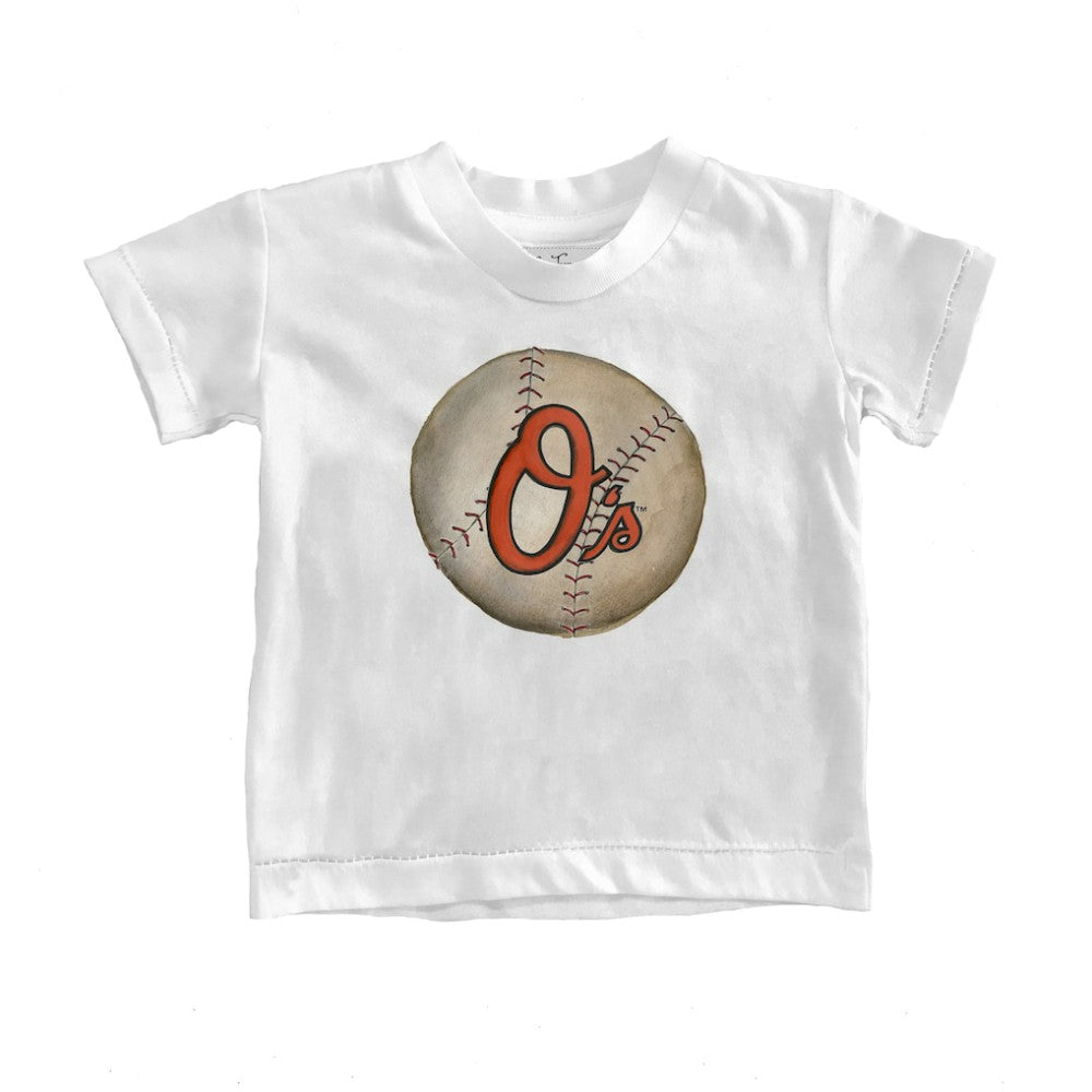 White Baltimore Orioles Tiny Turnip Youth Stitched Baseball T-Shirt