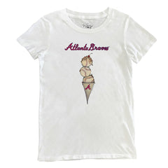 White Atlanta Braves Tiny Turnip Women's Triple Scoop T-Shirt