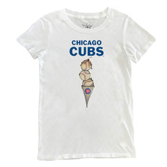 White Chicago Cubs Tiny Turnip Women's Triple Scoop T-Shirt