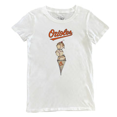 White Baltimore Orioles Tiny Turnip Women's Triple Scoop T-Shirt