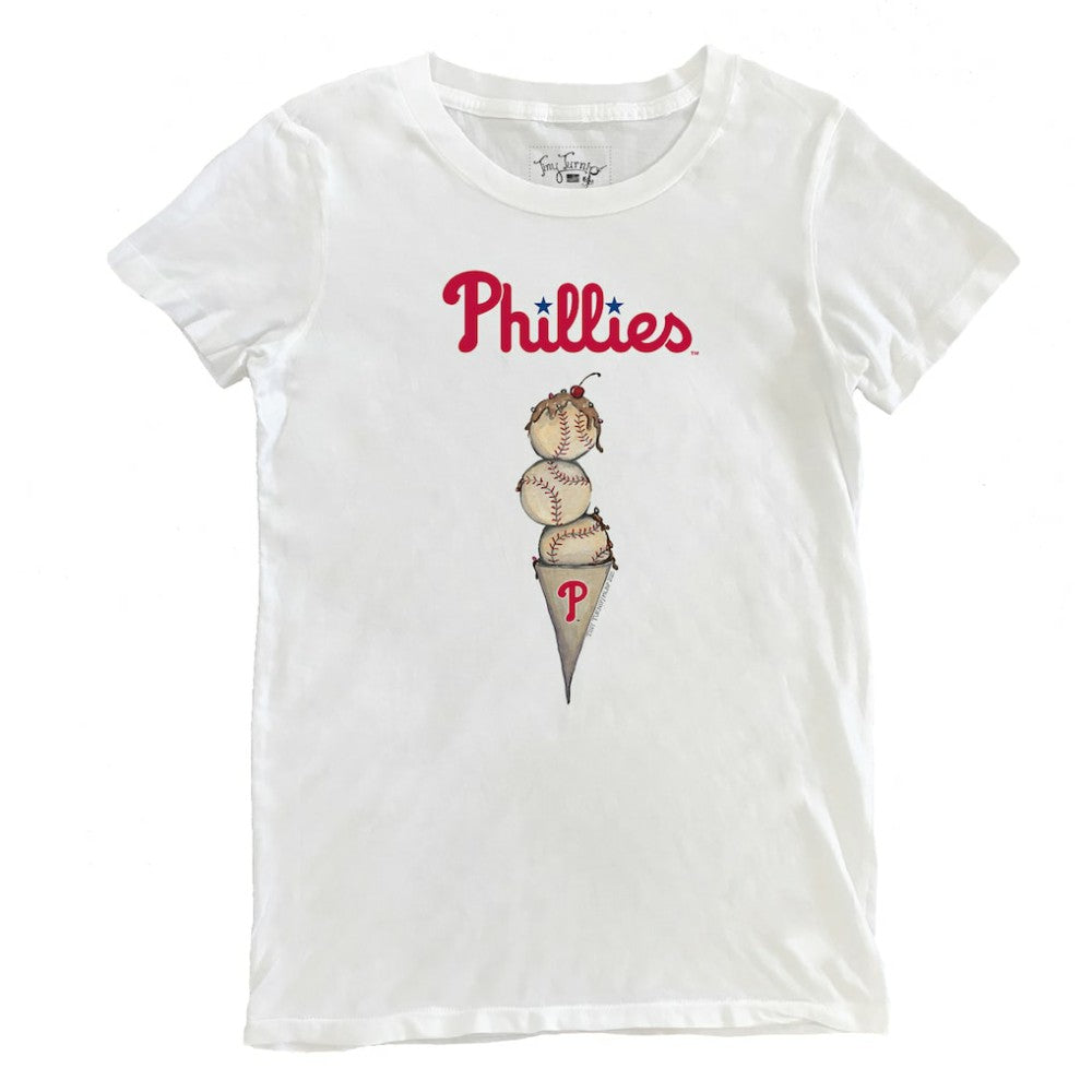 White Philadelphia Phillies Tiny Turnip Women's Triple Scoop T-Shirt