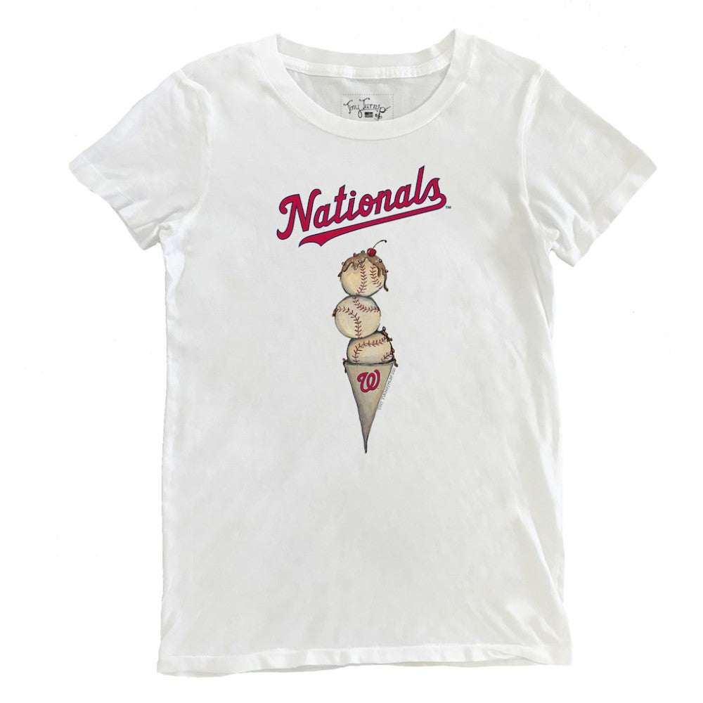 White Washington Nationals Tiny Turnip Women's Triple Scoop T-Shirt
