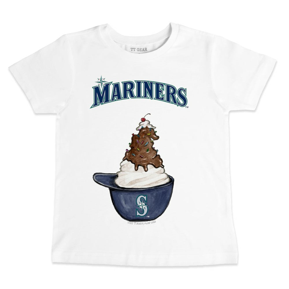 White Seattle Mariners Tiny Turnip Youth Sundae Helmet T-Shirt