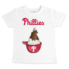 White Philadelphia Phillies Tiny Turnip Youth Sundae Helmet T-Shirt