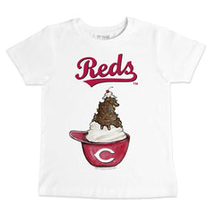 White Cincinnati Reds Tiny Turnip Youth Sundae Helmet T-Shirt