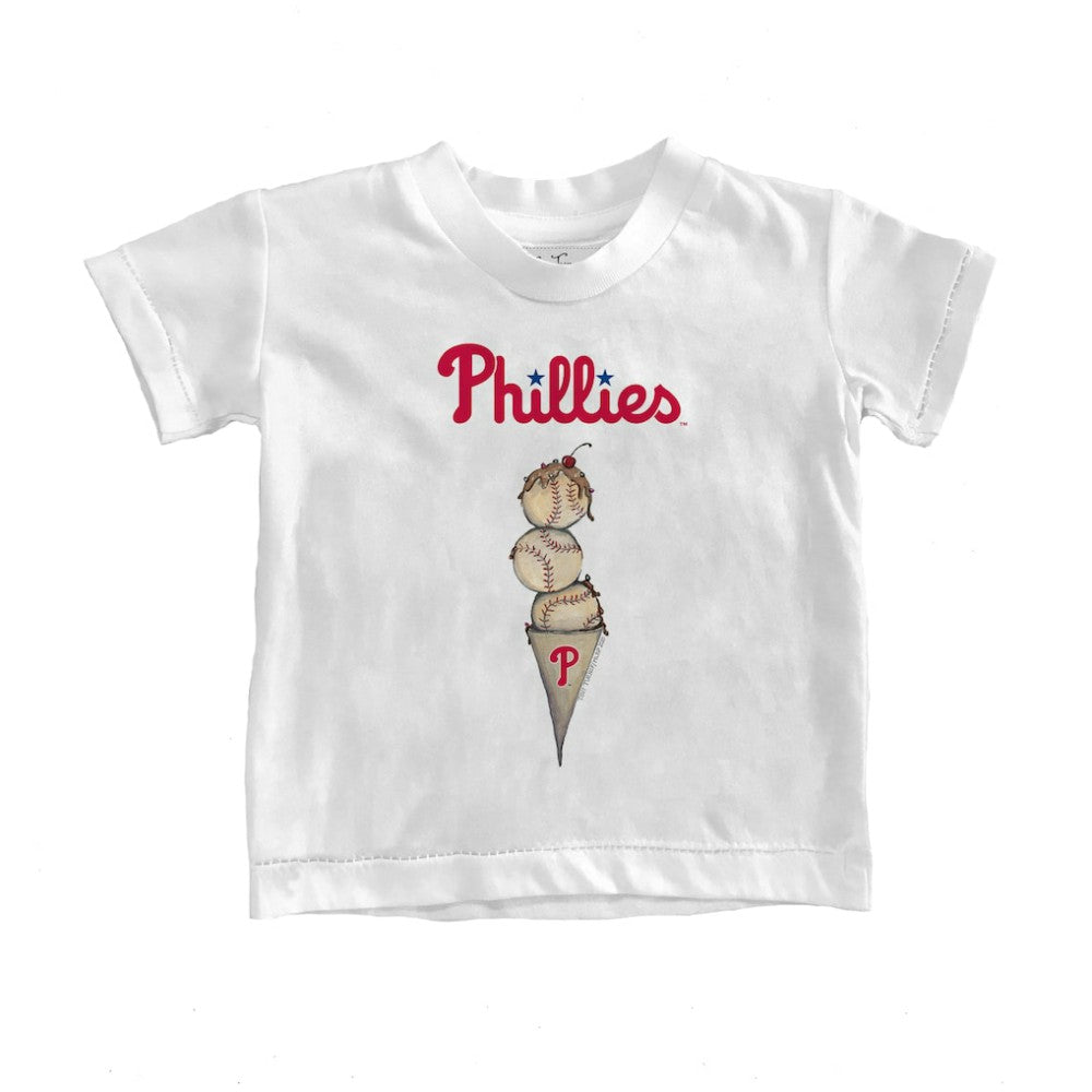 White Philadelphia Phillies Tiny Turnip Youth Triple Scoop T-Shirt
