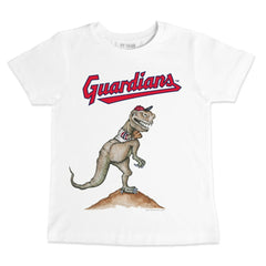 White Cleveland Guardians Tiny Turnip Youth TT Rex T-Shirt