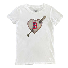 White Boston Red Sox Tiny Turnip Women's Heart Bat T-Shirt