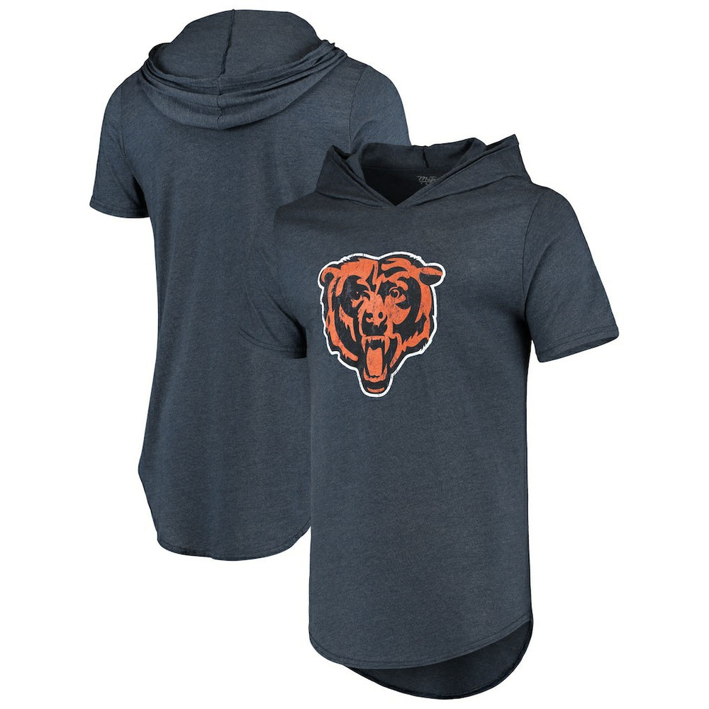 Majestic Threads Primary Logo Tri-Blend Hoodie T-Shirt - Chicago Bears Hoodies