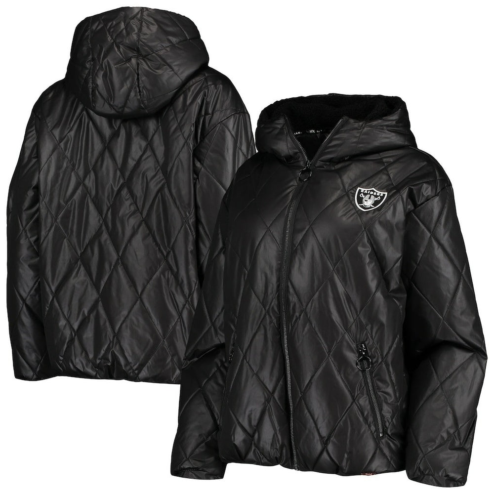 MSX by Michael Strahan Women's Charlotte Full-Zip Hoodie Puffer Jacket - Las Vegas Raiders Hoodies