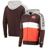 Starter Playoffs Color Block Full-Zip Hoodie - Cleveland Browns Hoodies