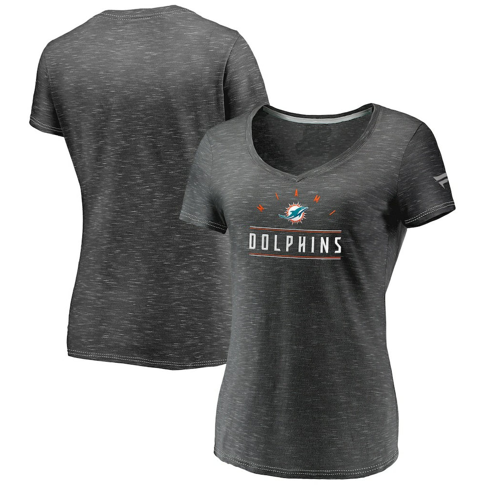Women's League Leader Space Dye V-Neck T-Shirt - Miami Dolphins T-shirts