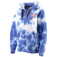 White/Royal Chicago Cubs DKNY Sport Women's Dakota Tie-Dye Half-Zip Hoodie