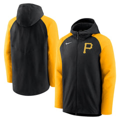 Black/Gold Pittsburgh Pirates Nike Authentic Collection Performance Raglan Full-Zip Hoodie