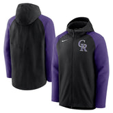 Black/Purple Colorado Rockies Nike Authentic Collection Performance Raglan Full-Zip Hoodie