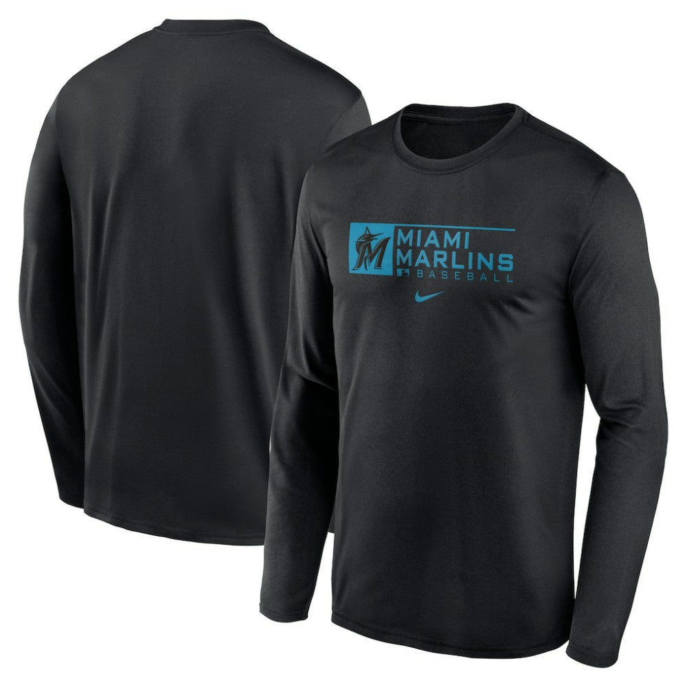 Black Miami Marlins Nike Authentic Collection Performance Long Sleeve T-Shirt