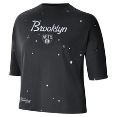 Nike Brooklyn Nets Women's Courtside Splatter Cropped T-Shirt