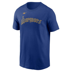 Royal Seattle Mariners Nike Cooperstown Collection Wordmark T-Shirt