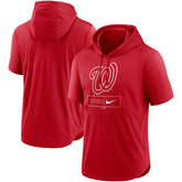 Red Washington Nationals Nike Lockup Performance Short Sleeve Lightweight Hooded Top