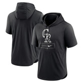 Black Colorado Rockies Nike Lockup Performance Short Sleeve Lightweight Hooded Top