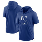 Royal Kansas City Royals Nike Lockup Performance Short Sleeve Lightweight Hooded Top
