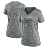Anthracite San Francisco Giants Nike Women's Authentic Collection Velocity Performance V-Neck T-Shirt