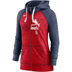 Heather Red/Heather Navy St. Louis Cardinals Nike Women's Split Wordmark Gym Vintage Raglan Lightweight Full-Zip Hoodie