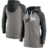 Heather Charcoal/Heather Black Chicago White Sox Nike Women's Split Wordmark Gym Vintage Raglan Lightweight Full-Zip Hoodie