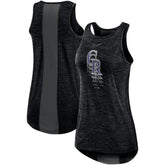 Black Colorado Rockies Nike Women's Logo Fade High Neck Performance Tank Top