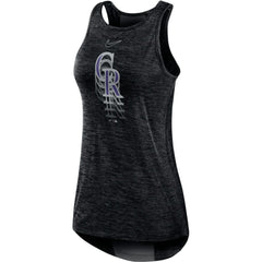 Black Colorado Rockies Nike Women's Logo Fade High Neck Performance Tank Top