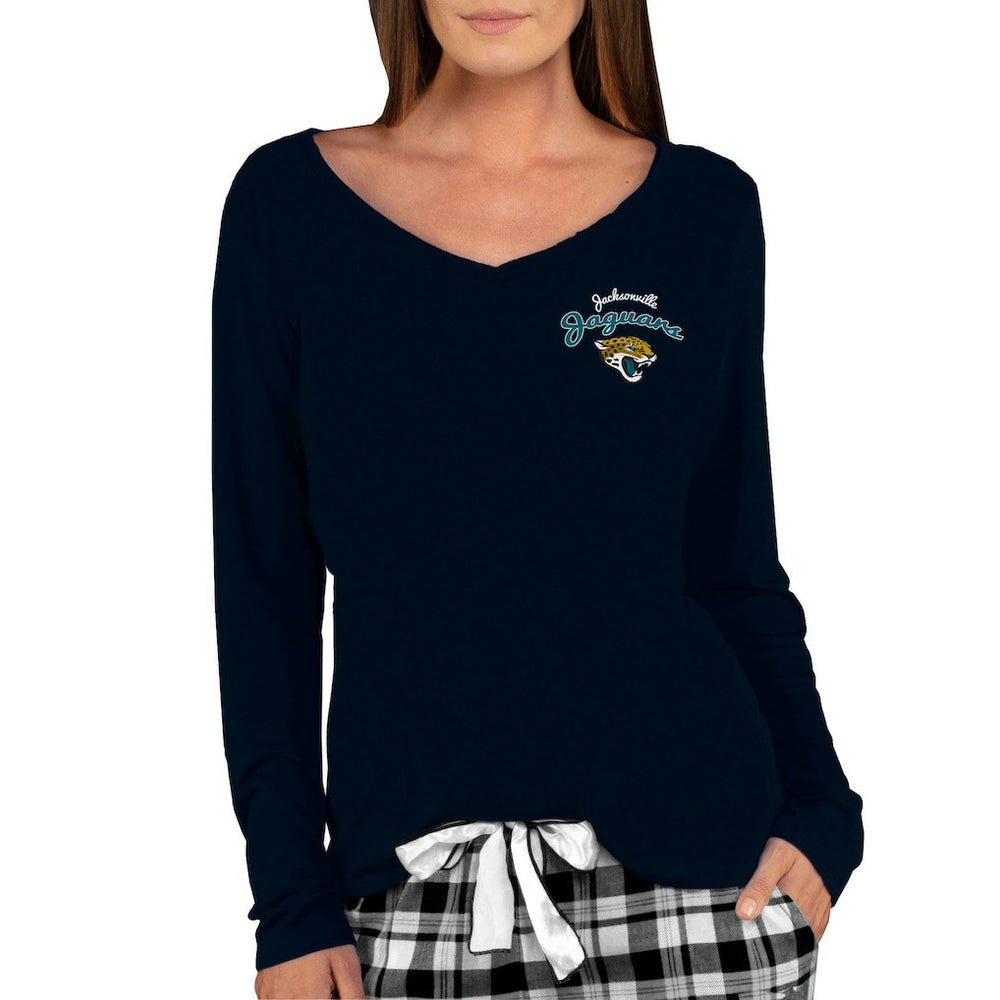 Concepts Sport Women's Marathon Knit Long Sleeve Lightweight V-Neck Lounge Top - Jacksonville Jaguars Tops