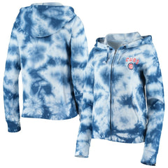 Royal Chicago Cubs New Era Women's Tie-Dye Fleece Full-Zip Hoodie