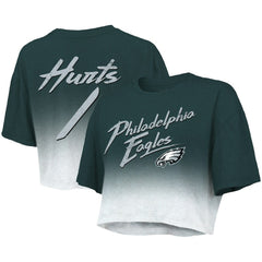 Jalen Hurts Majestic Threads Women's Dip-Dye Player Name & Number Crop Top - Philadelphia Eagles Tops