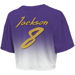 Lamar Jackson Majestic Threads Women's Dip-Dye Player Name & Number Crop Top - Baltimore Ravens Tops