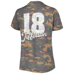 Justin Jefferson Women's Name & Number Tri-Blend V-Neck T-Shirt - Minnesota Vikings T-shirts