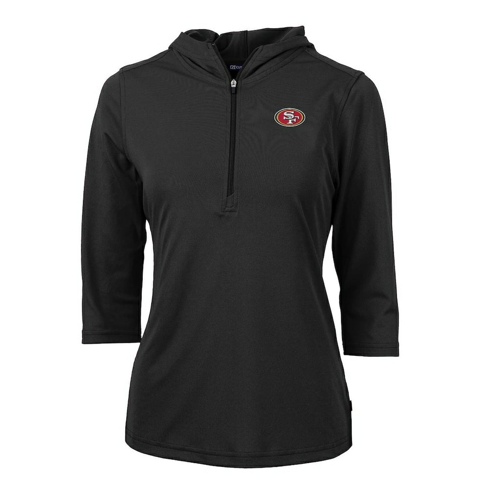 Cutter & Buck Women's Virtue Eco Pique Half-Zip 3/4 Sleeve Pullover Hoodie - San Francisco 49ers Hoodies
