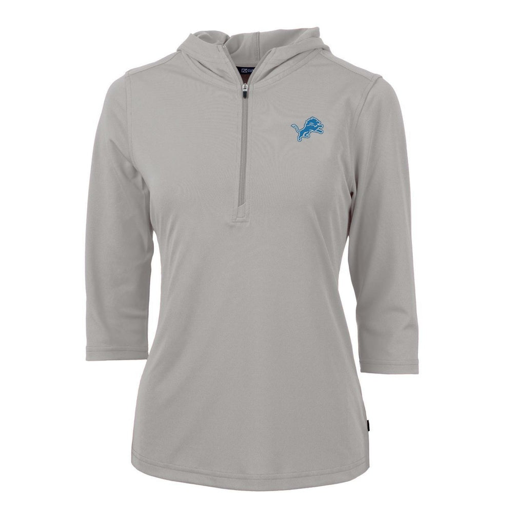 Cutter & Buck Women's Virtue Eco Pique Half-Zip 3/4 Sleeve Pullover Hoodie - Detroit Lions Hoodies