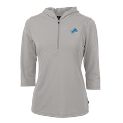 Cutter & Buck Women's Virtue Eco Pique Half-Zip 3/4 Sleeve Pullover Hoodie - Detroit Lions Hoodies