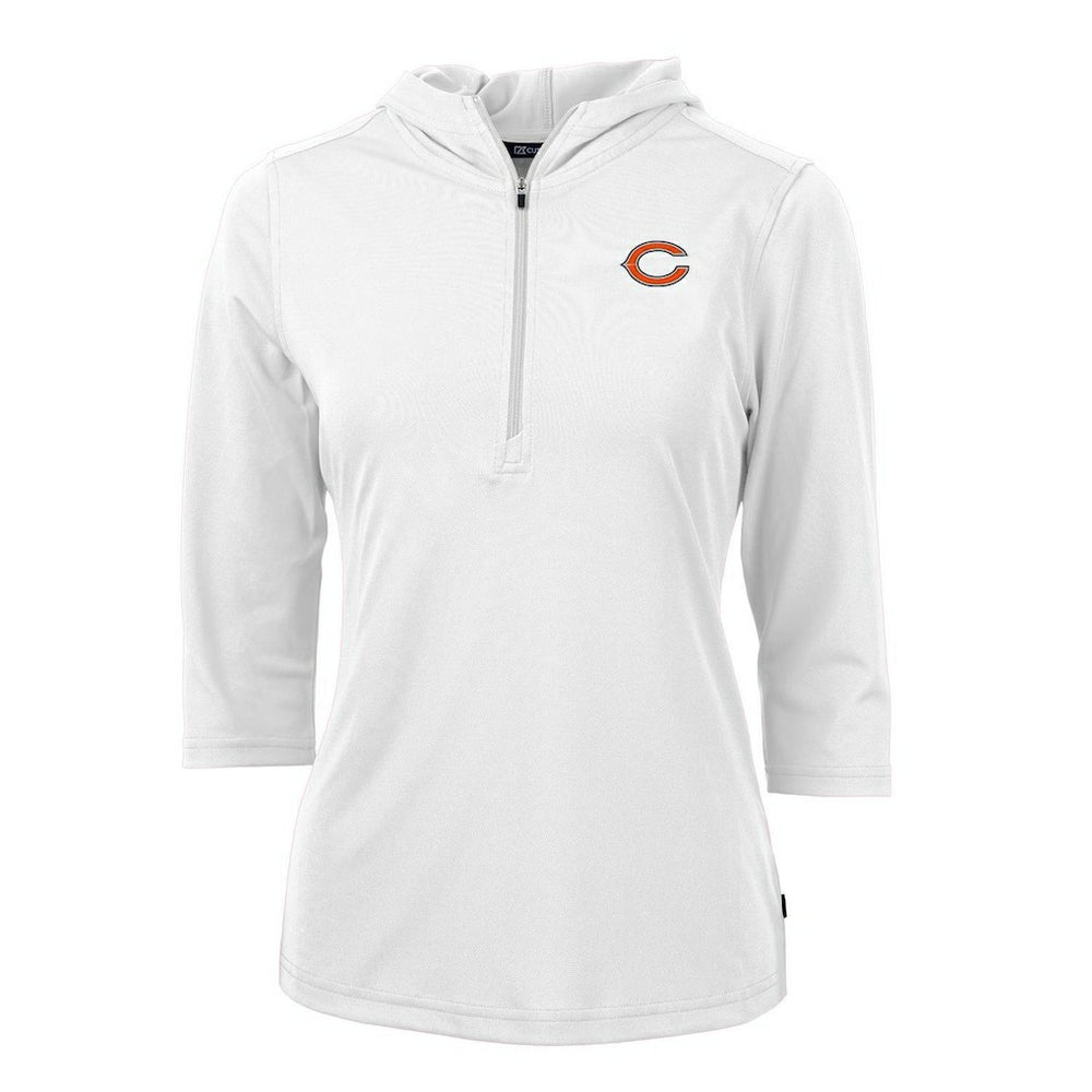 Cutter & Buck Women's Virtue Eco Pique Half-Zip 3/4 Sleeve Pullover Hoodie - Chicago Bears Hoodies
