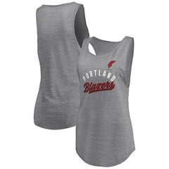 Fanatics Portland Trail Blazers Women's Quality Time Open Scoop Neck Tri-Blend Tank Top