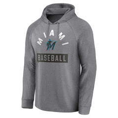 Gray Miami Marlins Fanatics No Time Off Raglan Pullover Hoodie