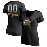 NHL Boston Bruins Women's Personalized Midnight Mascot Logo V-Neck T-Shirt