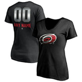 NHL Carolina Hurricanes Women's Personalized Midnight Mascot Logo V-Neck T-Shirt