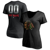 NHL Chicago Blackhawks Women's Personalized Midnight Mascot Logo V-Neck T-Shirt