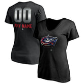 NHL Columbus Blue Jackets Women's Personalized Midnight Mascot Logo V-Neck T-Shirt