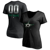 NHL Dallas Stars Women's Personalized Midnight Mascot Logo V-Neck T-Shirt
