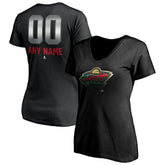 NHL Minnesota Wild Women's Personalized Midnight Mascot Logo V-Neck T-Shirt